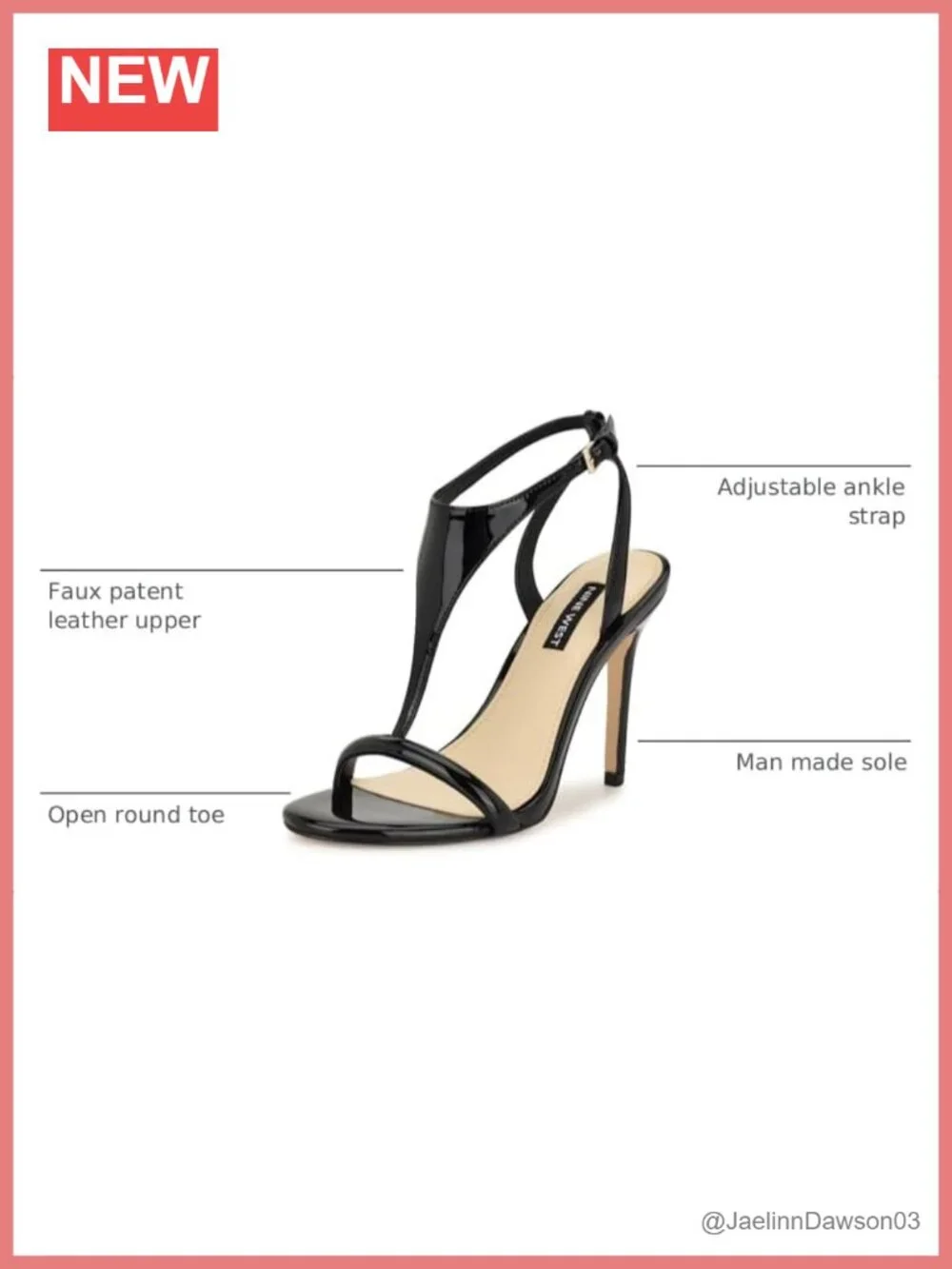 Faux Patent Leather Stiletto Heeled Sandals Open Toe Adjustable Ankle Strap